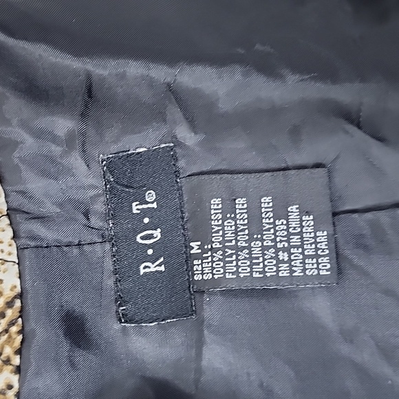 RQT Woman Black Beige Quilted Lightweight Boho Jacket Blazer Size M - Picture 11 of 12